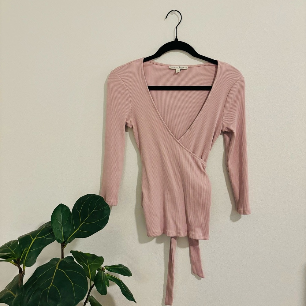 Y2K Vintage Express Wrap Top Pink